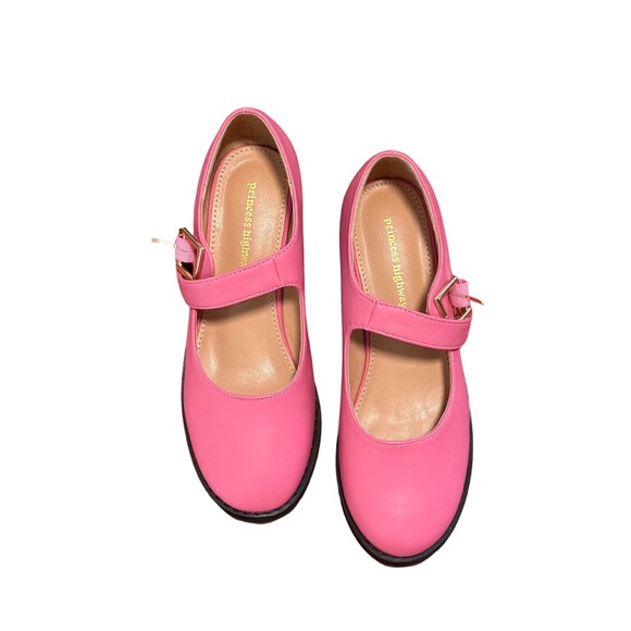 Pink Mary Jane Block Heel Shoes - Picture 2 of 4